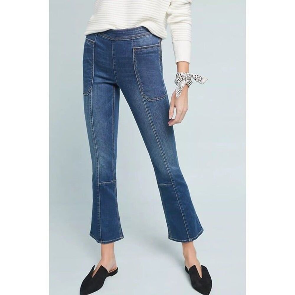 Anthropologie Pilcro Jeans Womens Size 25 Utility High Rise Cropped Bootcut Blue